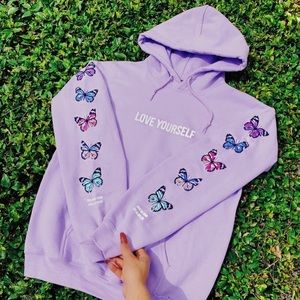 Love Yourself Broken Butterfly Hoodie - Purple